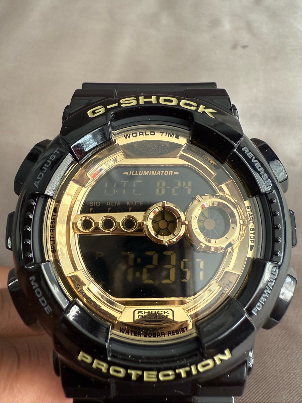 Casio G-Shock Black and Gold Digital Watch - GD100GB-1CS